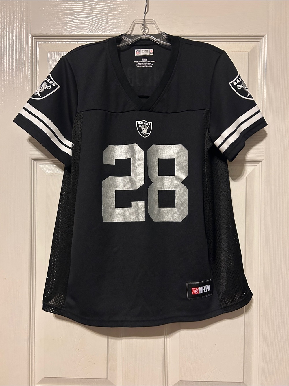 Team Apparel Oakland Raiders Josh Jacobs #28 Women’s L/G Jersey Black Silver